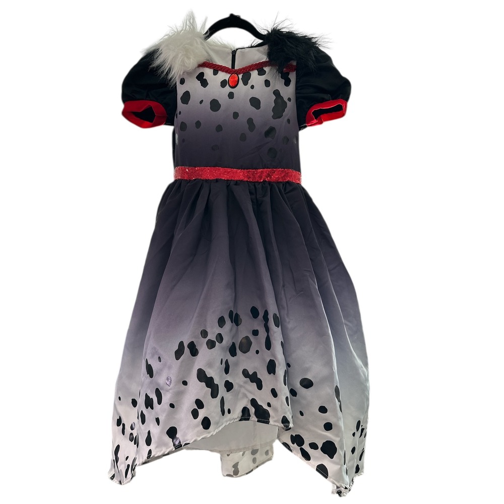 Disney Villains Crella De Vil Costume Dress Girls M (8-10) Hi/Low 101 Dalmations